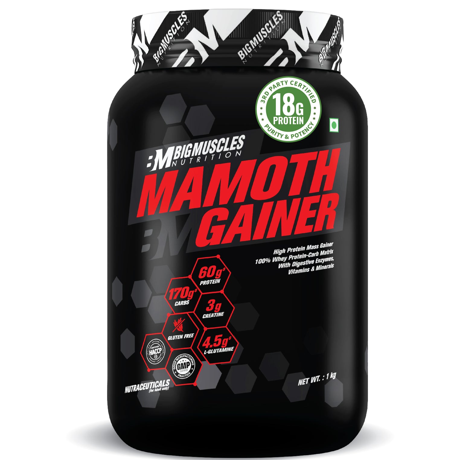 Bigmuscles Nutrition Mamoth Gainer Powder – Belgian Chocolate (1Kg)