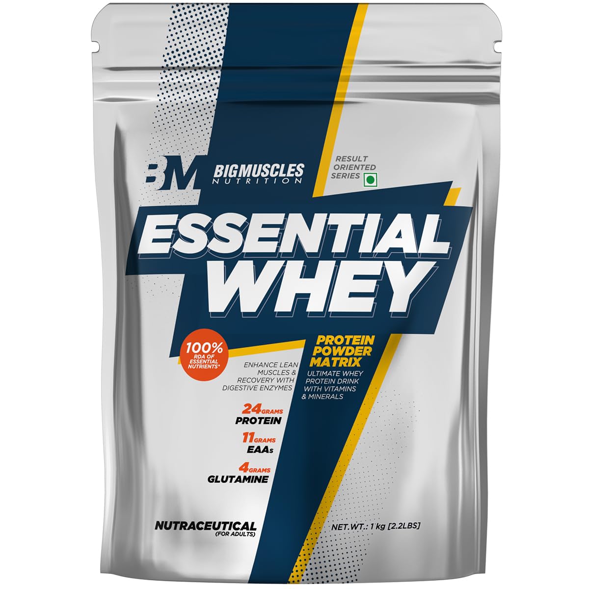 Bigmuscles Nutrition Essential Whey Protein [Dutch Chocolate]|24 G Protein/Serving With Digestive Enzymes,Vitamin & Minerals|Improved Strength,Faster Recovery & Muscle Building,1000 Grams