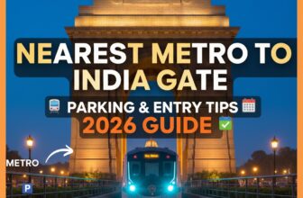 Map of Delhi Metro stations near India Gate with parking info for coreecom.store.