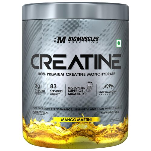 Bigmuscles Nutrition Creatine Powder [257g, 83 Servings] | Mango Martini | Micronized Creatine Monohydrate To Support Lean Muscle Repair & Recovery, 250 Grams