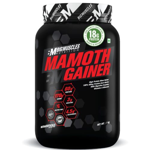 Bigmuscles Nutrition Mamoth Gainer Powder – Belgian Chocolate (1Kg)